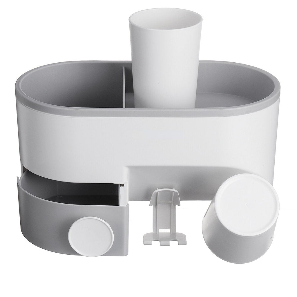 Multifunctional Wall-mounted Toothbrush Holder Toothpaste Dispenser Bathroom Storage Organizer