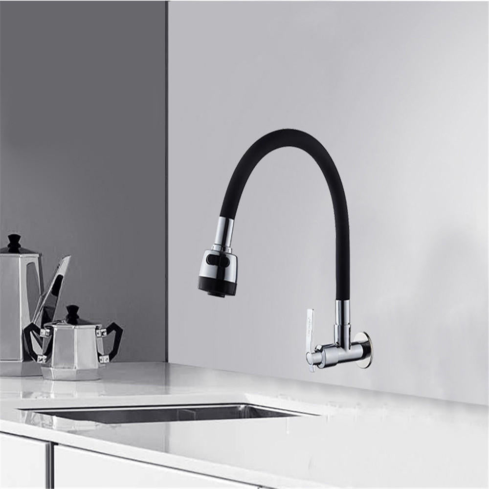 Bathroom Basin Sink Faucet 360 Degree Rotatable Spout Single Handle Cold Tap Wall Mounted