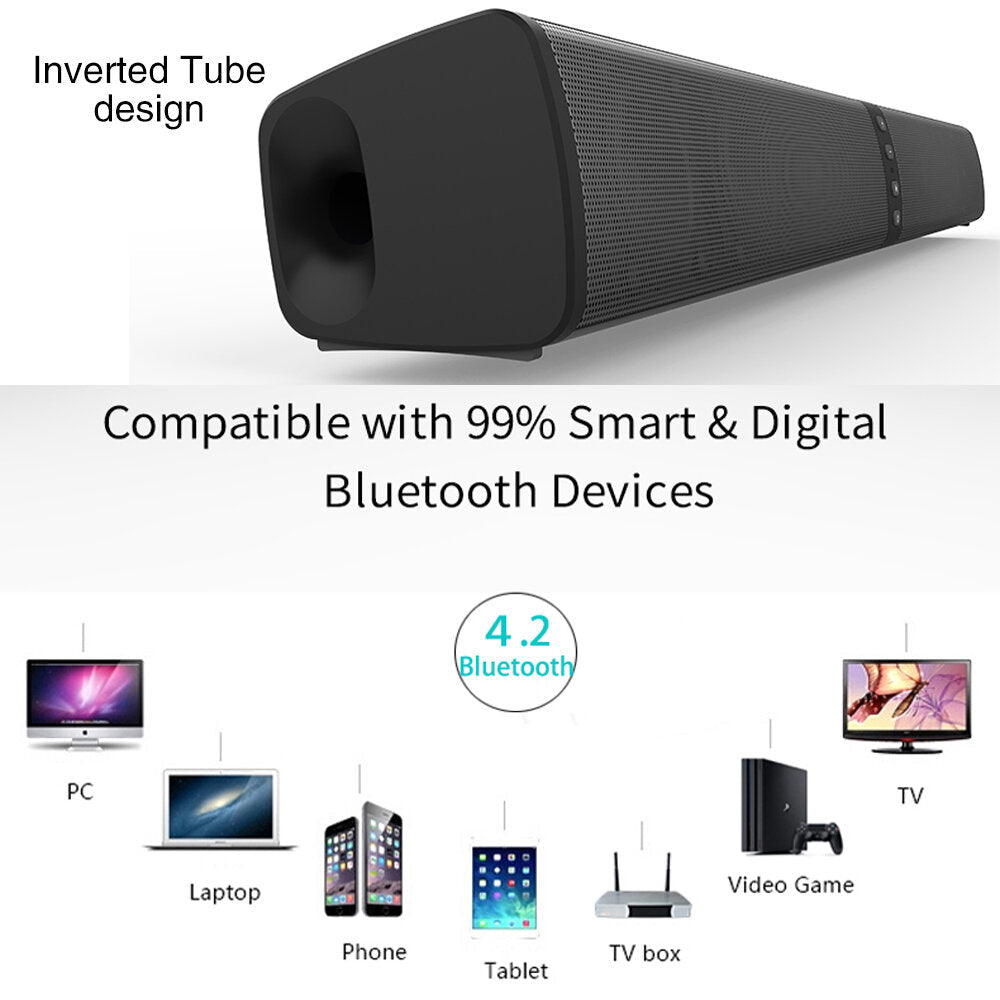 Home Audio and TV Speaker Soundbar Bluetooth Speaker Super Bass Stereo Loudspeaker for Phone PC Computer with RCA cable