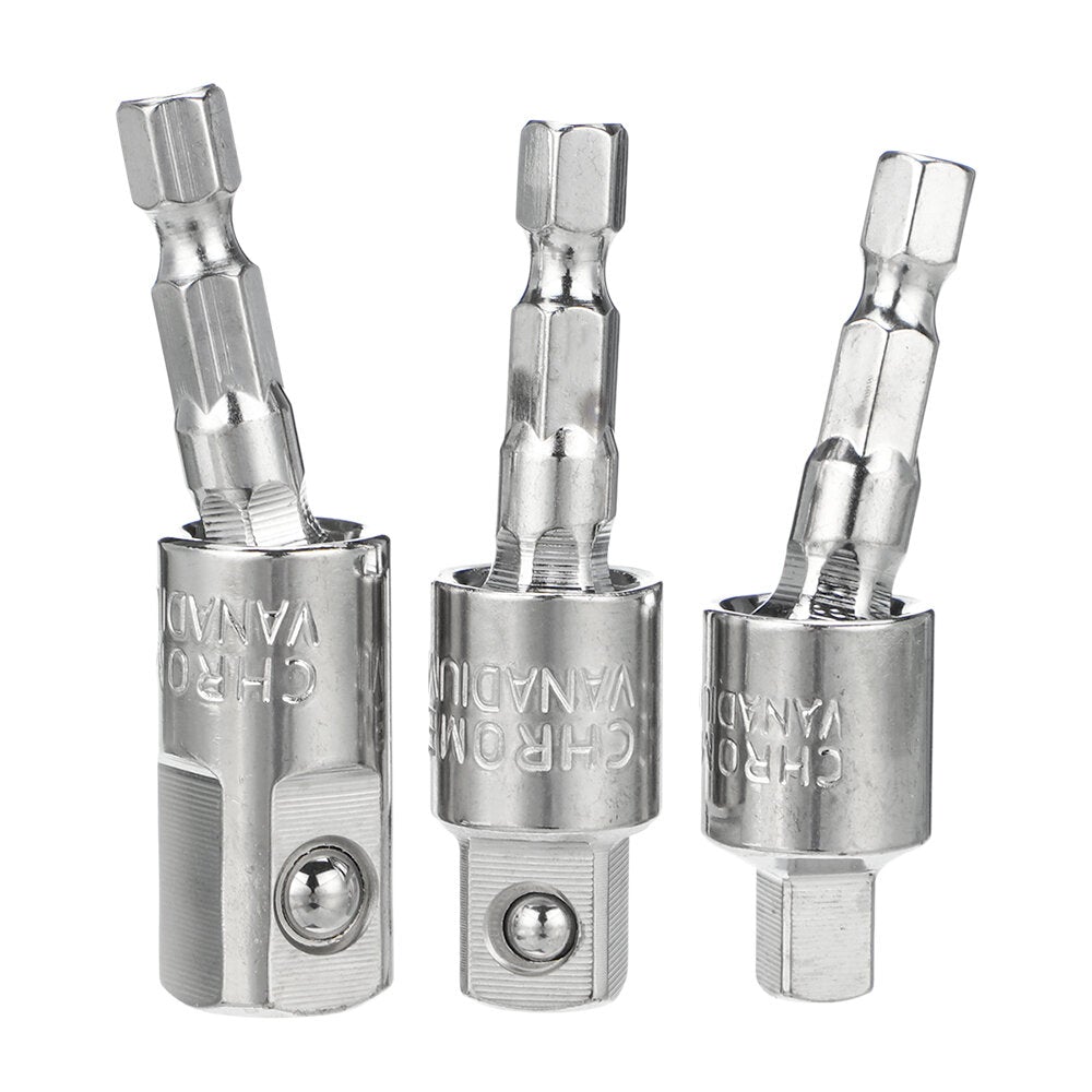 3Pcs 360 Degree Rotating Square Head Universal Adapter 1/4 3/8 1/2 Inch Sleeve Connecting Rod