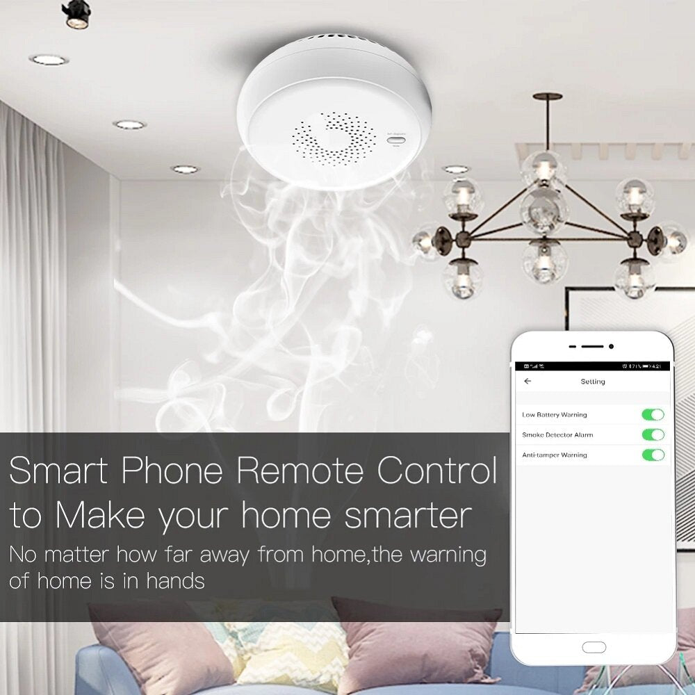 Smart Smoke Fire Alarm Sensor Detector Home Security System Battery-powered Alarm Wireless Smart Life Tuya App Control