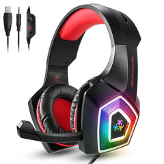 Gaming Headset Stereo Bass Game Headphone with Mic Noise Canceling LED Light for PC for PS4 Laptop