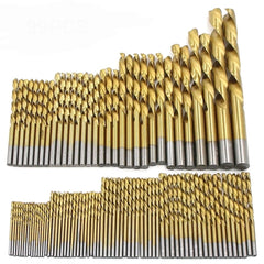 99Pcs 1.5-10mm High-speed Steel Titanium Plated Open Hole With Metal Box Straight Shank Spiral Drill Suit