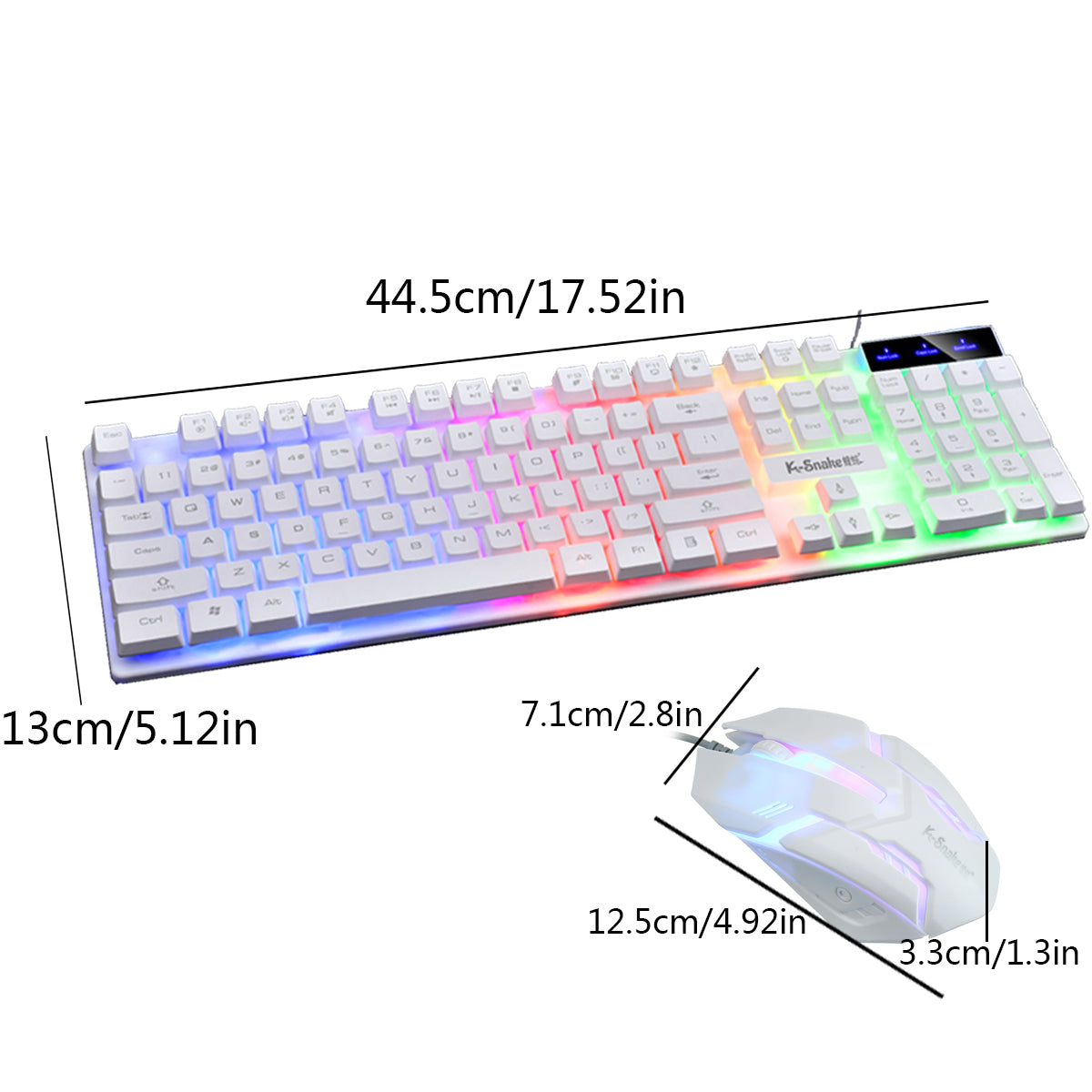 Waterproof 104key LED USB Wired Gaming Keyboard & 1000DPI Mouse Combo Set Multi-Colored Changing Backlight Mouse for Computer Desktop Notebook