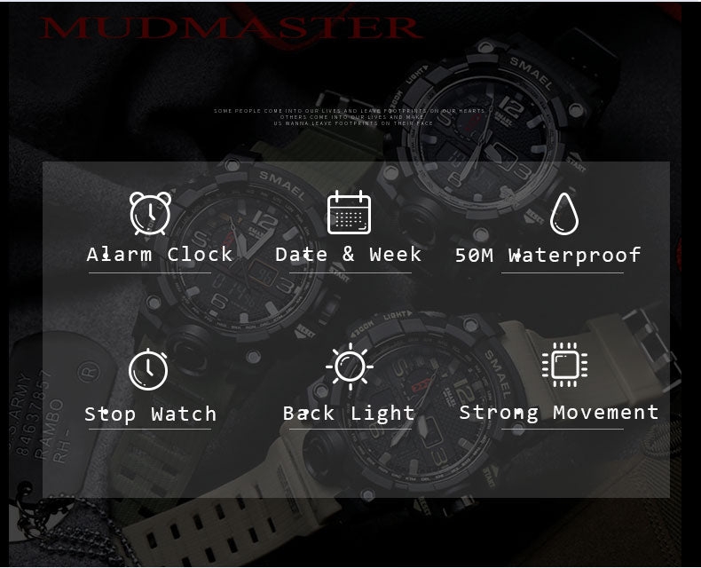 Waterproof Sport Watch Dual Display Watch