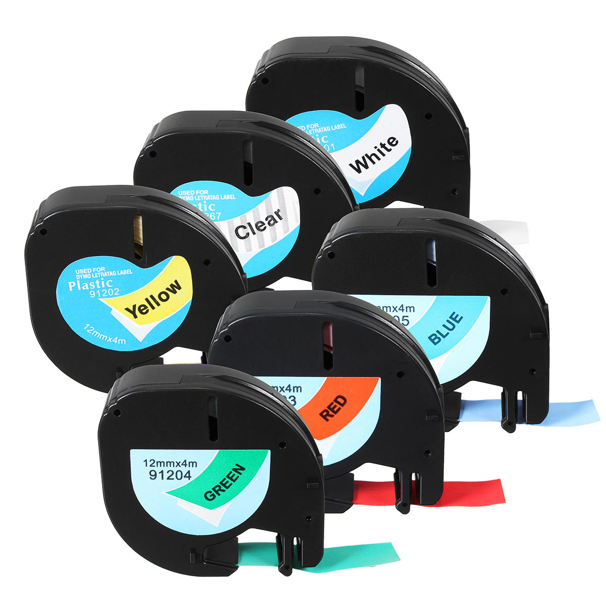 Label Tape Compatible For Dymo LetraTag 12mmx4m Cassette