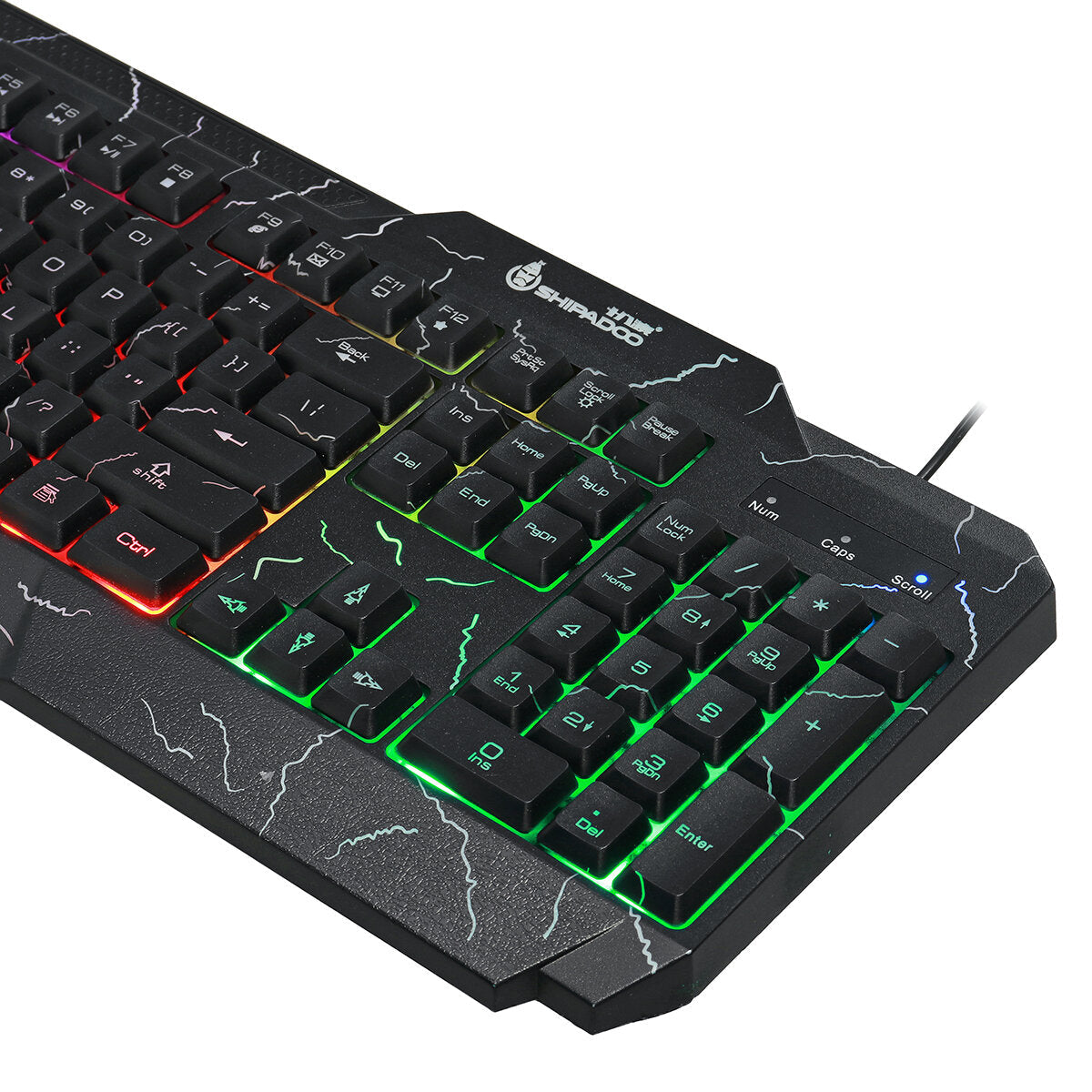 4-in-1 Keyboard Mouse Headset Mouse Pad Set USB Wired 104 Keys Cracked Keyboard Mouse Over-Ear Headset Mouse Pad Combo Set