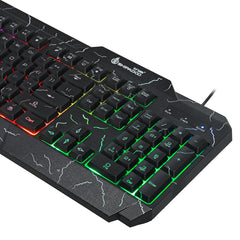 4-in-1 Keyboard Mouse Headset Mouse Pad Set USB Wired 104 Keys Cracked Keyboard Mouse Over-Ear Headset Mouse Pad Combo Set