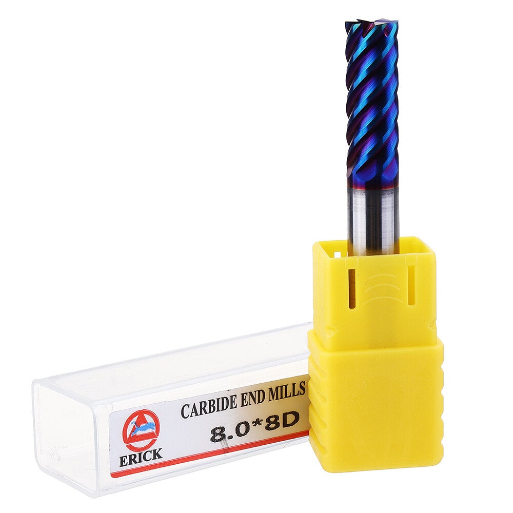 6 Flutes Nano Blue Coated Milling Cutter HRC65 6/8/10/12mm Carbide End Mill
