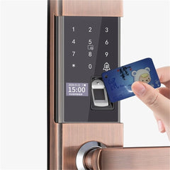 Household Fingerprint Door Lock Aluminum Alloy Antique Copper Smart Lock Automatic Sliding Cover Electronic Password Lock Anti-Theft