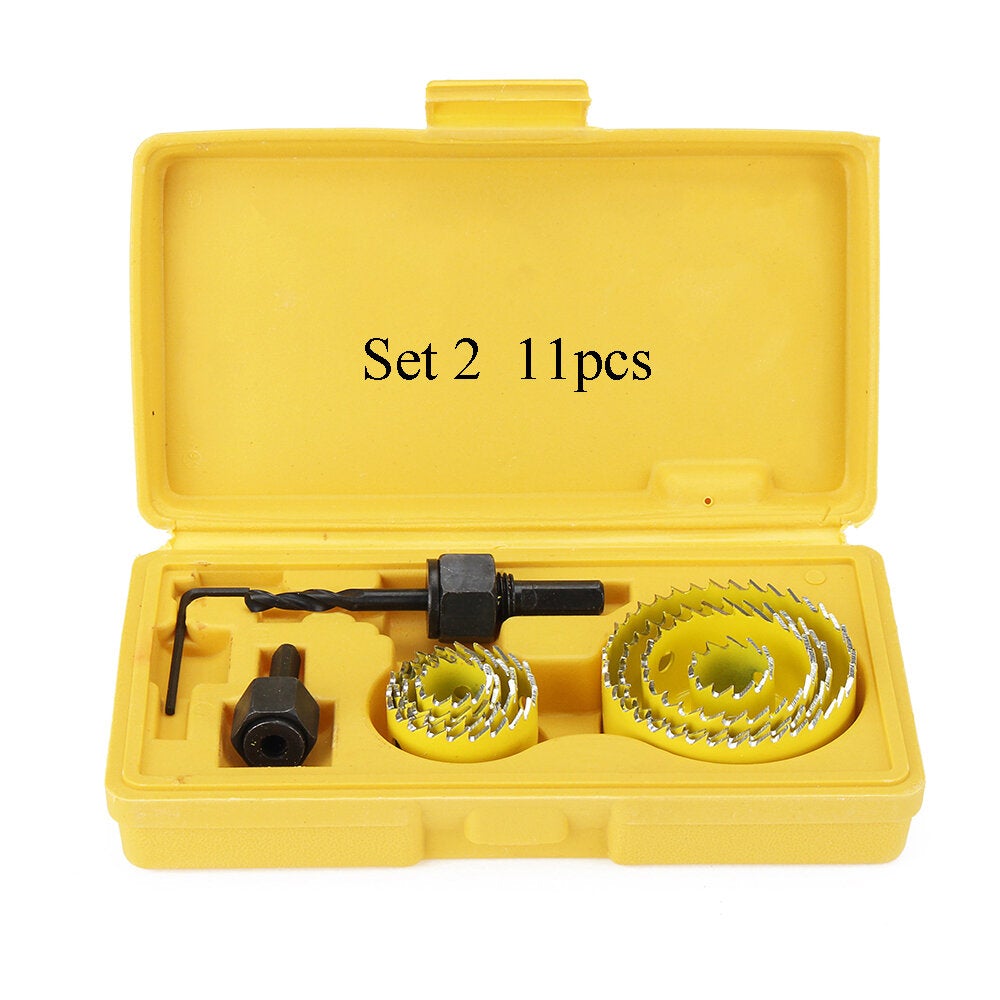11/16Pcs 19-127mm Alloy Woodworking Hole Saw Cutter Gypsum Board PVC Wood Plate Reamer Distance Set