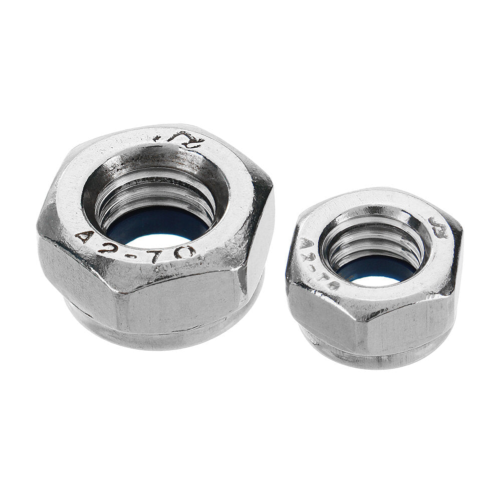 170Pcs Stainless Steel Nylon Insert Lock Nut M3/4/5/6/8/10/12 Locknut Assortment Kit