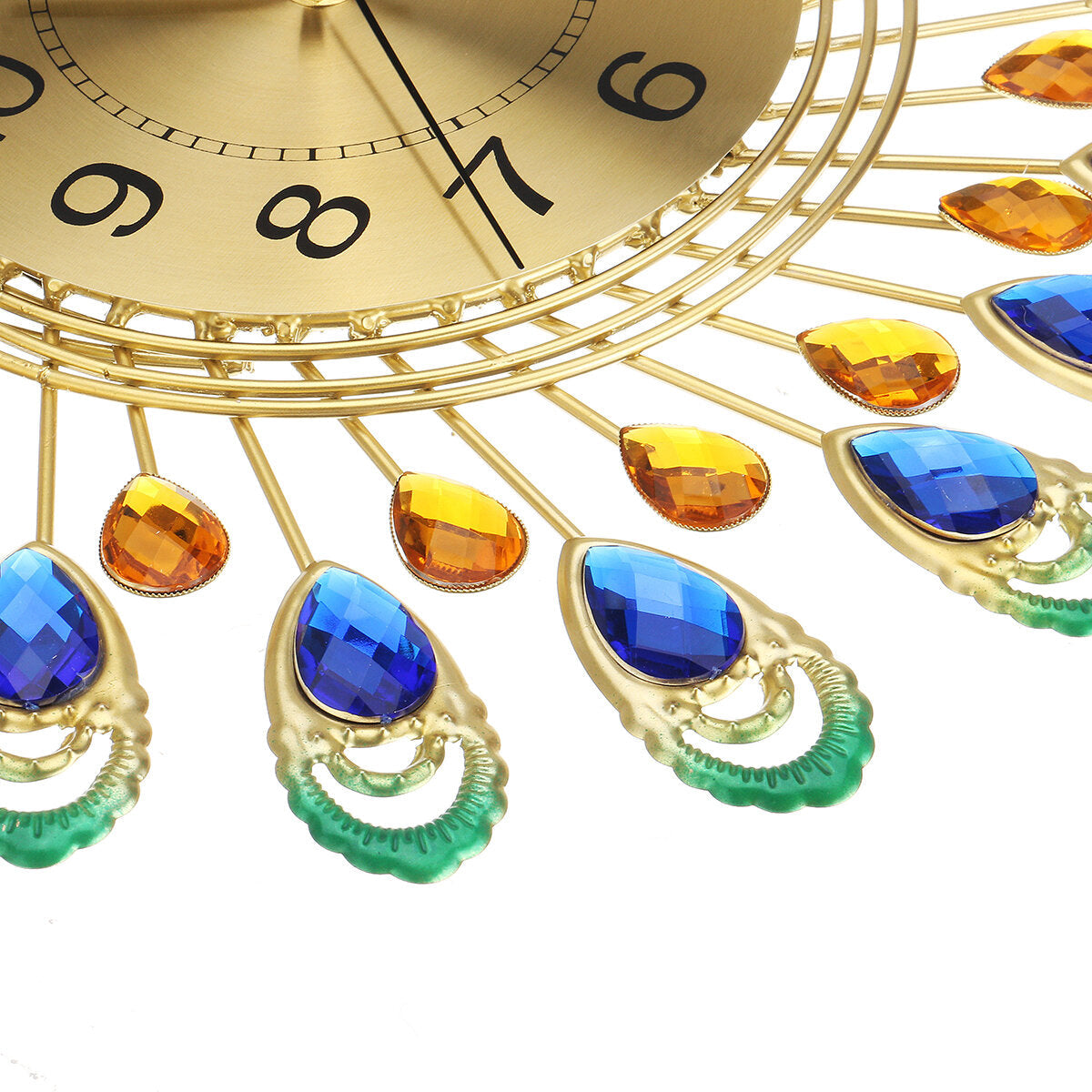 Peacock Wall Clock Metal Living Room Bedroom European Style Antique 38X38 cm