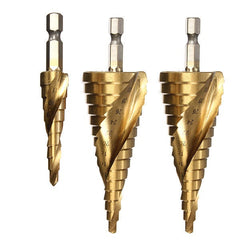 3pcs HSS Spiral Grooved Step Drill Bit 4-12/4-20/4-32