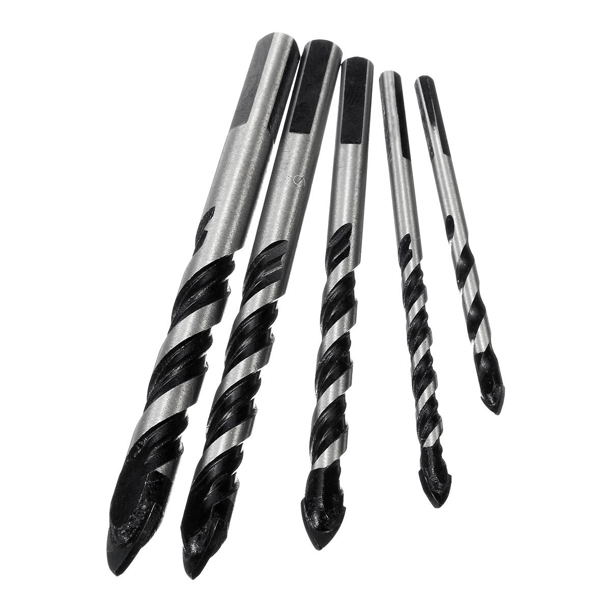 5pcs 5-12mm Black Triangle Twist Drill Bit Concrete Glass Ceramic Tile Marble Set
