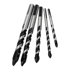 5pcs 5-12mm Black Triangle Twist Drill Bit Concrete Glass Ceramic Tile Marble Set