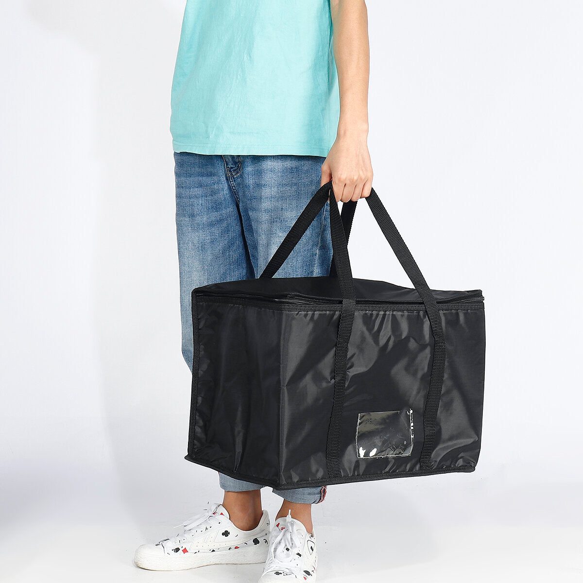 Black Oxford Cloth Insulation Bag Takeaway Storage Cnternal Composite Pearl Cotton Woven Hand Strap PE Film