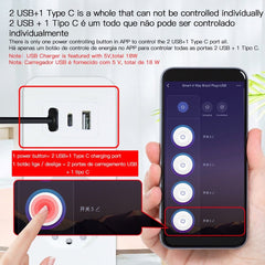 Smart Wifi Brazil Standard Socket 4 Outlets + 2 USB Charging Port + 1 Type-C App Remote Control Works with Alexa Google Home,110-240V