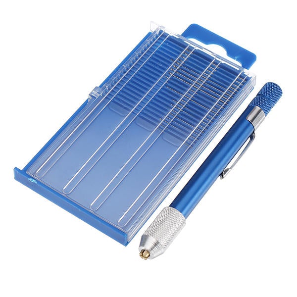 Mini 0.3-1.0mm Clamping Hand Drill with Keyless Chuck 20Pcs Twist Drill Bits