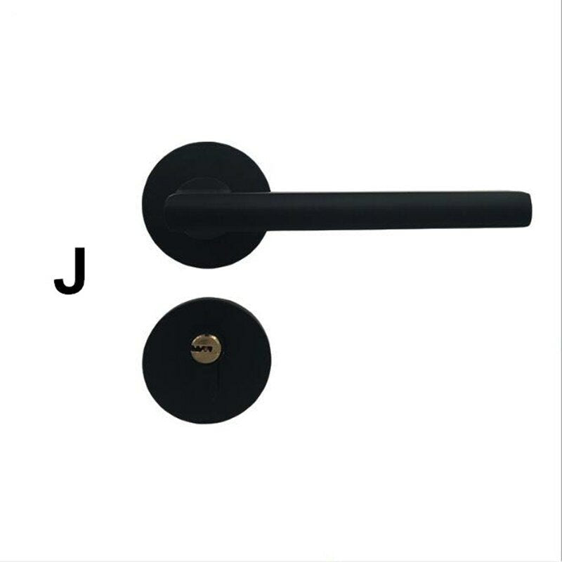 Matte Black Aluminum Door Lock Mechanical Interior Handle Cylinder Lever Latch Home Security Mute Locker With Keys