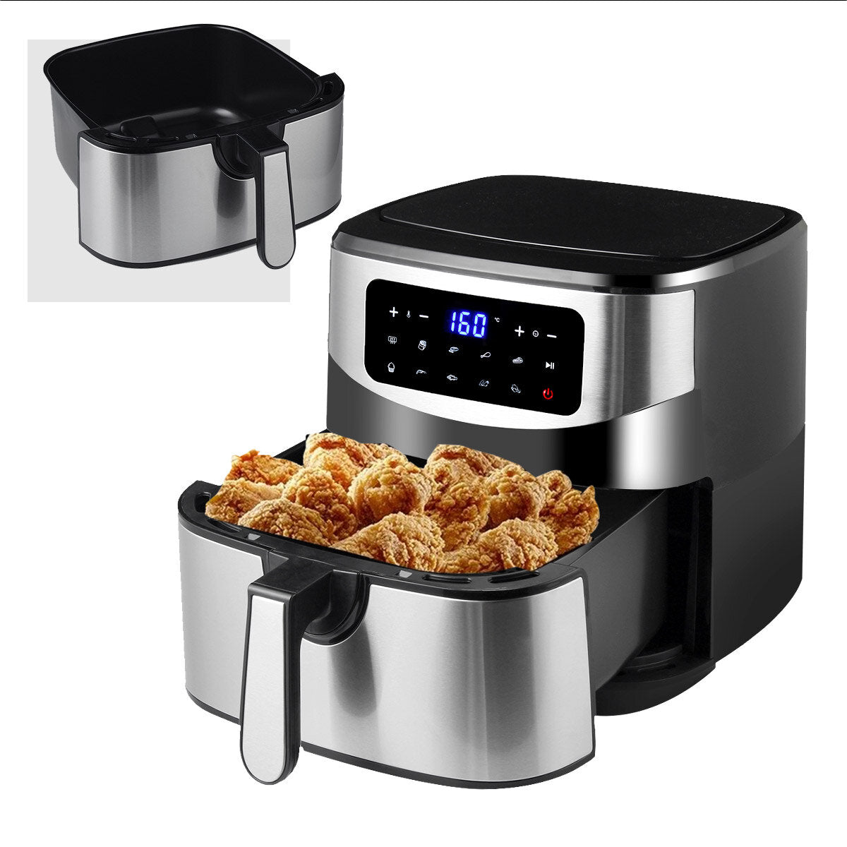 7.5L Air Fryer Home Intelligent LED Touch Screen with 10 Cooking Functions Electric Hot Air Fryers Oven Oilless Cooker