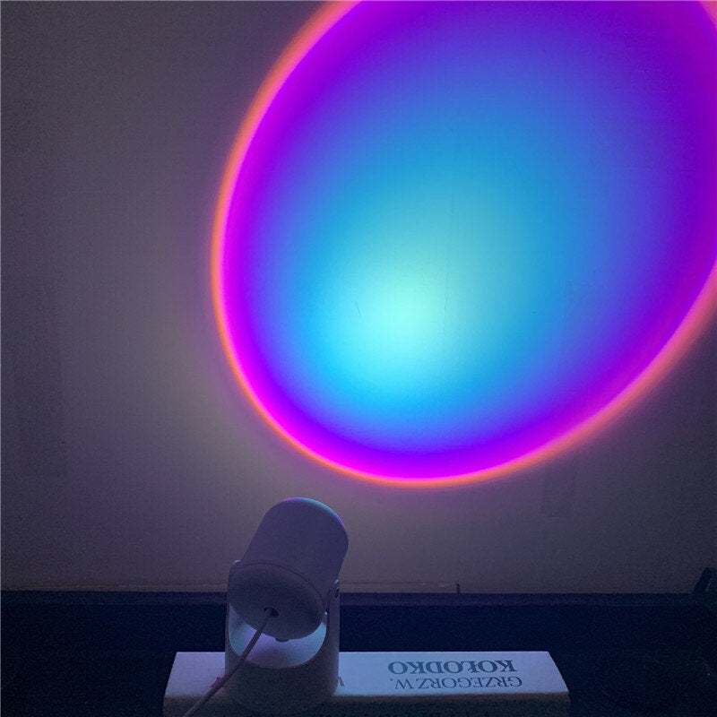 USB Sunset Projection Lamp Aesthetic Table Lamp Anti-glare LED Night Light Romantic Visual Experience Rainbow Projector