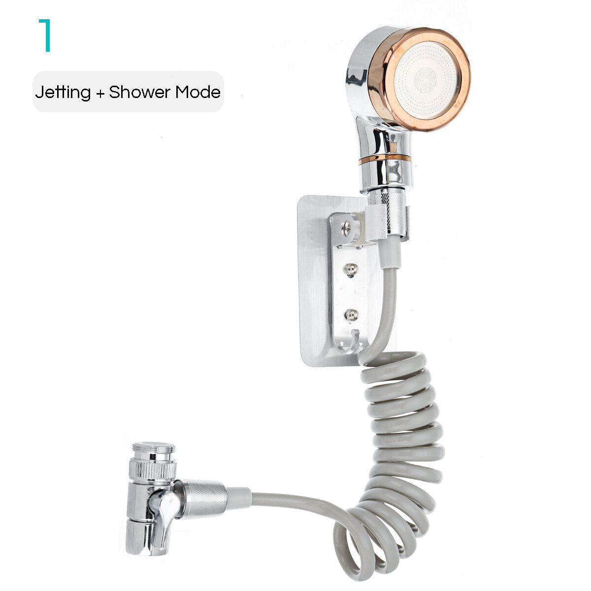 Bathroom Wash Face Basin Water Tap External Shower Head HandHeld Bidet Sprayer Jet Diverter Kit Set