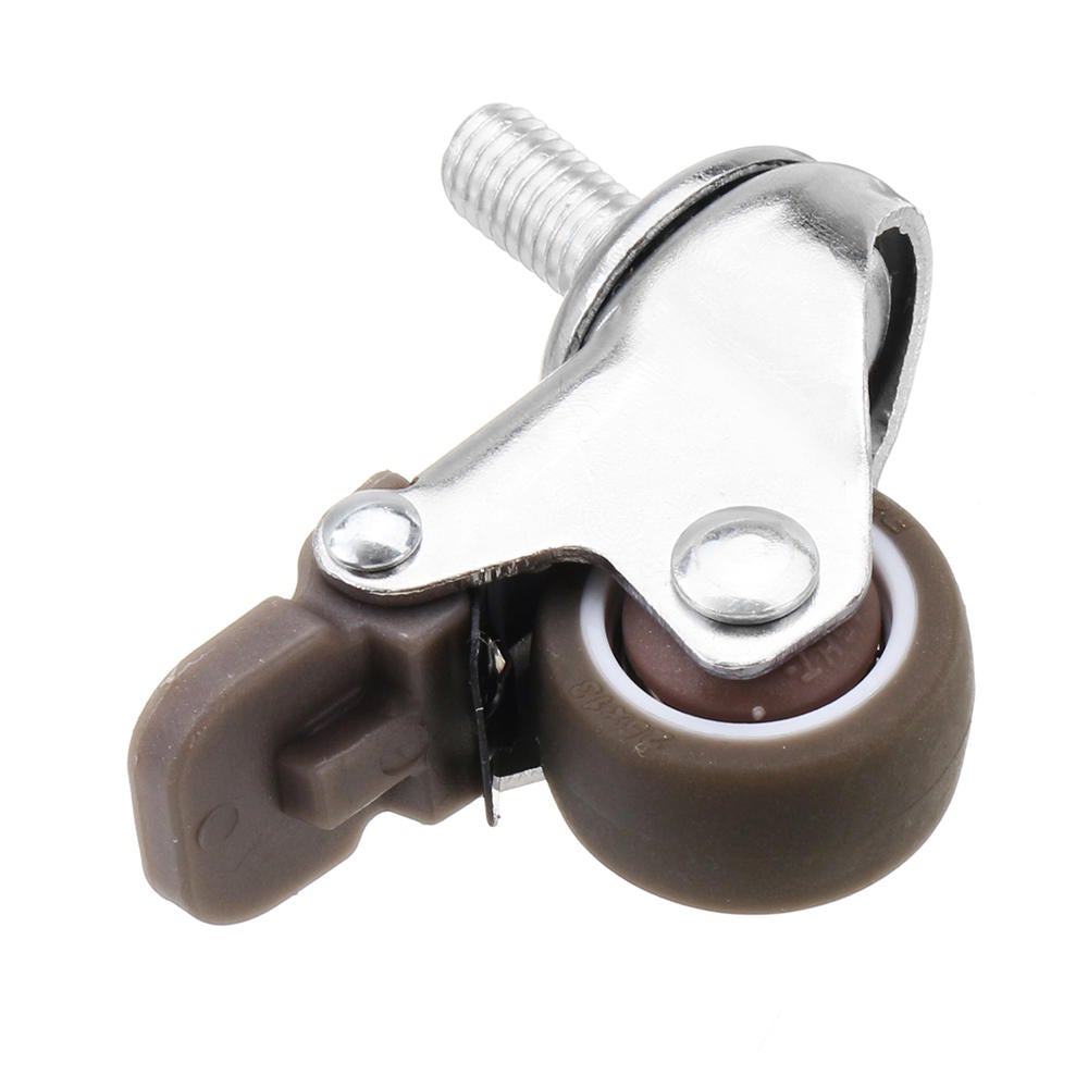 4pcs 1 Inch M8x15mm TPE Silent Wheels with Brake Universal Casters Wheel for Furniture