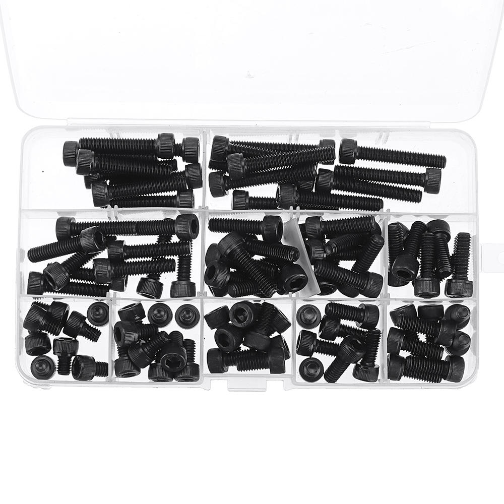 92Pcs M6 12.9 Grade Carbon Steel Hex Socket Cap Head Screw Bolt 8-35mm Set