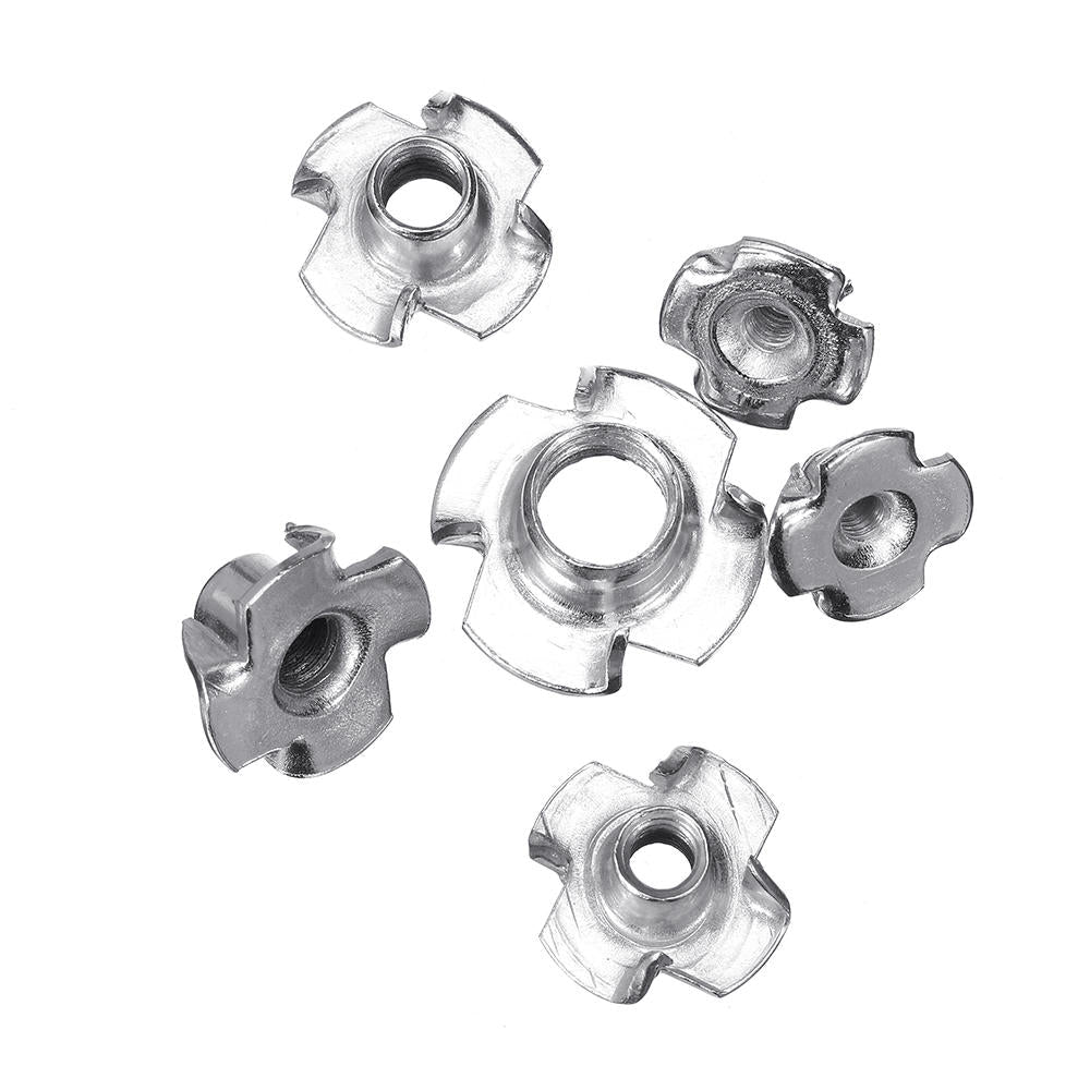 90Pcs Four Prong T Nut Inserts Carbon Steel Zinc Plated For Wood M3/M4/M5/M6/M8 Nut Assortment Kits