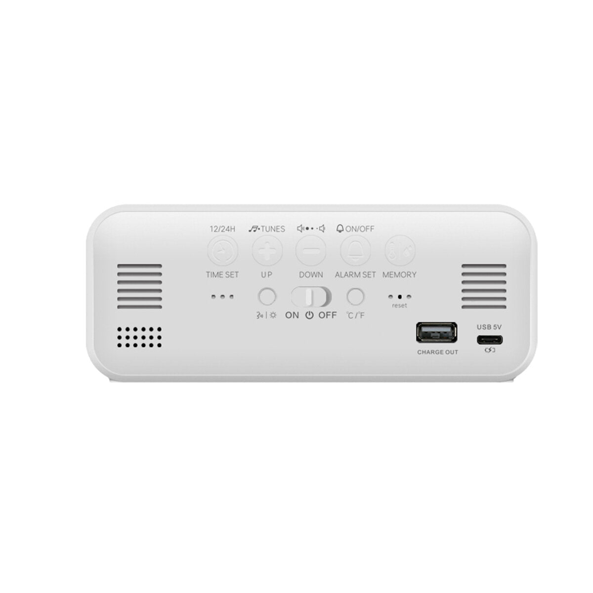 Mirror Alarm Clock LED Music Wall Digital Clock Time Temperature Humidity Display USB Rechargeable Table Clock