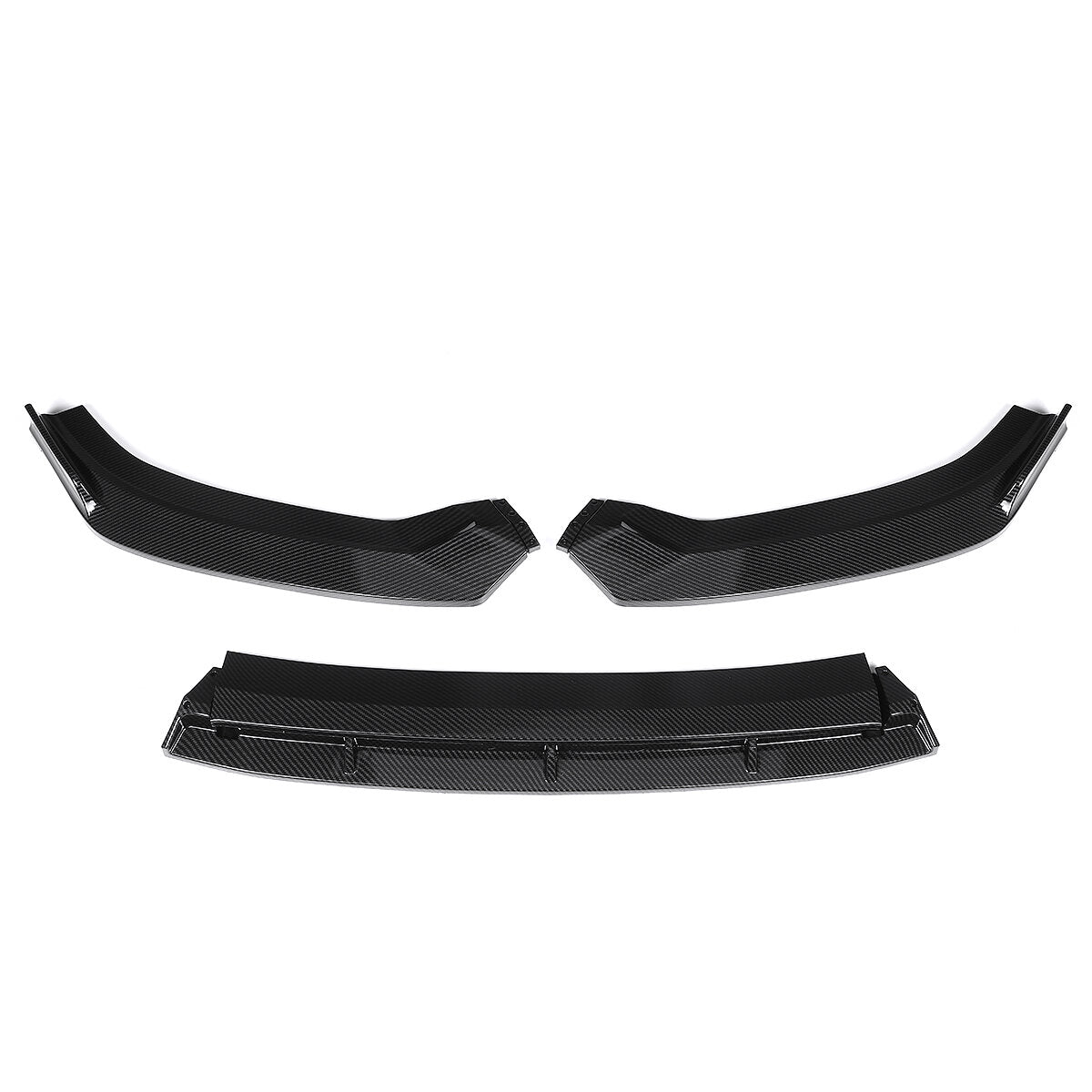 4Pcs Double Layer Carbon Fiber Look Front Bumper Lip Spoiler Cover Trim