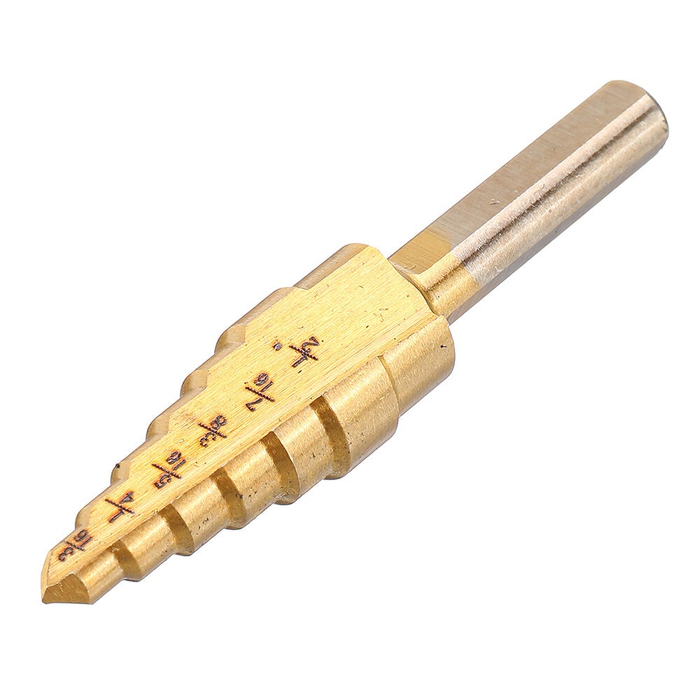 6Pcs HSS Titanium Coated Step Drill Bit With Center Punch Drill Set Hole Cutter Drilling Tool