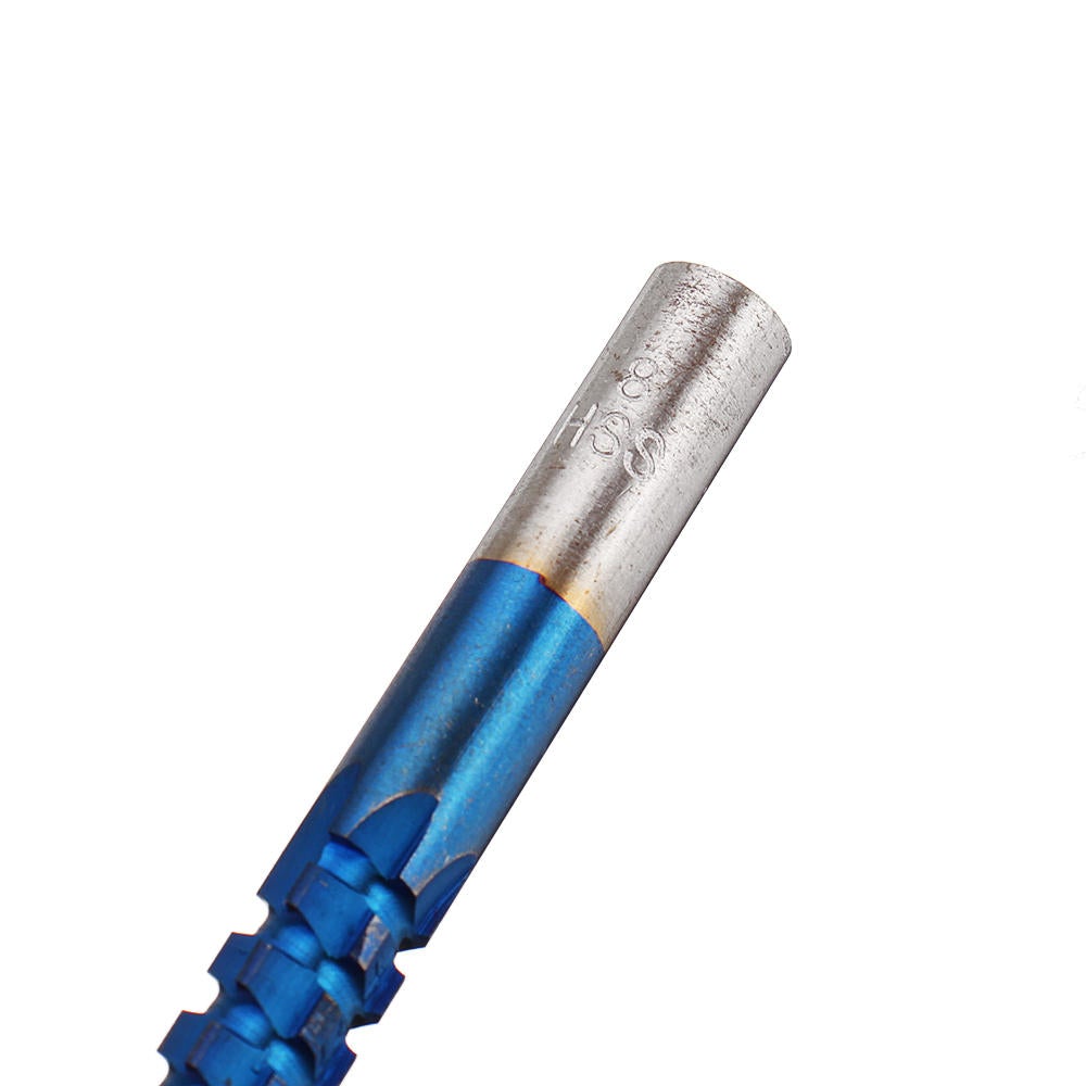 6Pcs 3-8mm Blue Nano Coated Grooving Drill HSS Drill Bit Plastic Metal Hole Grooving