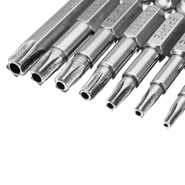 7Pcs 50mm Length Star Magnetic Screwdriver Bits T10-T40 1/4 Hex Shank Screwdriver Set