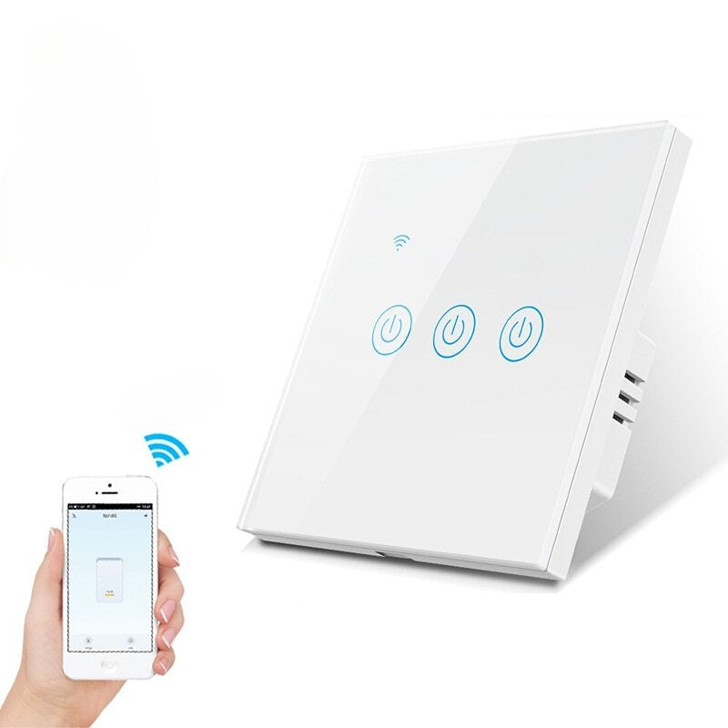 Single Fire Shared Smart Touch Switch Wall Panel Lamp Control Work with Alexa Google Home,220-240V