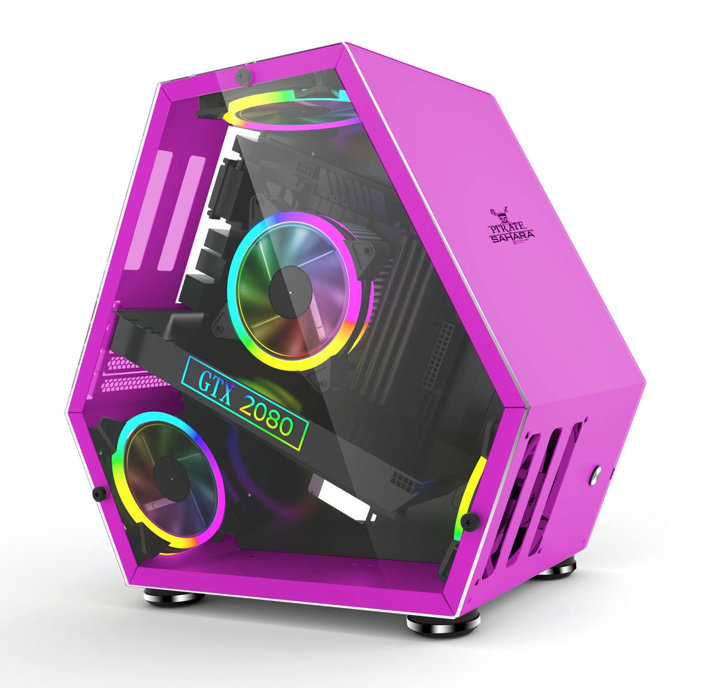 Computer Gaming Case M-ATX Desktop Mini Special-Shaped Chassis Game Competitive Glass Side Through Support M-ATX/ ITX Motherboard