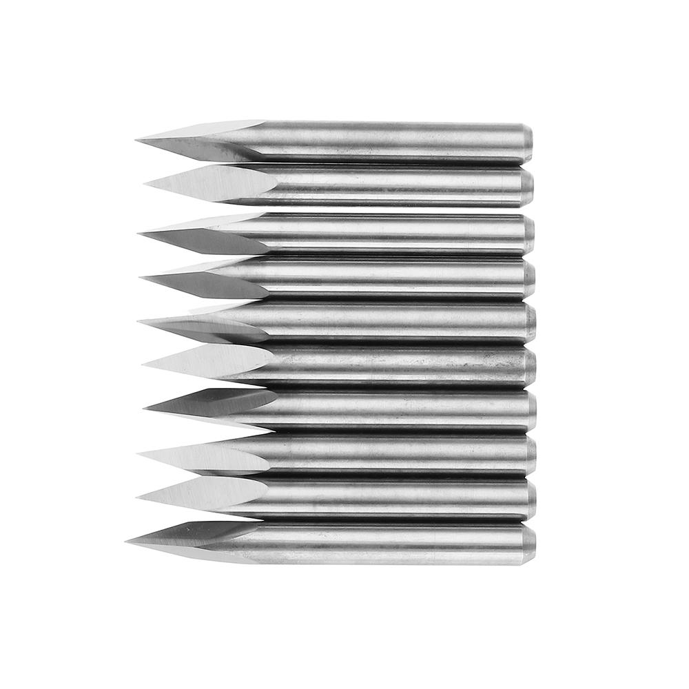 10pcs 3.175mm Shank 10 Degree 0.1/0.2/0.3mm Tip Tungsten Steel Engraving Bit CNC Tool