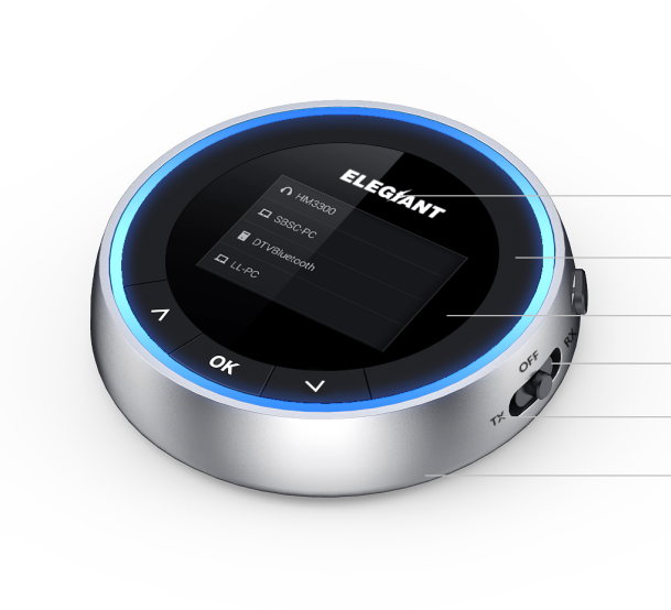 Choose a Bluetooth 5.1 Visible Transceiver, Low-latency Wireless Audio Adapter and a Pair of OLED Headsets to Adjust Volume Simultaneously