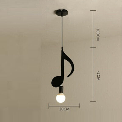 AC85-265V Music Symbol Pendant Lights E27 Creative Black Led Pendant Lamp for Bar bedroom bookroom Pendant Lighting Without Bulb