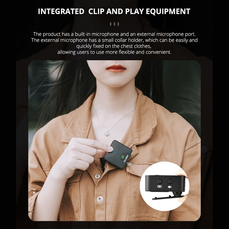 Portable Lavalier Interview Recording Wireless Microphone for Mobilephone PC DSLR Camera