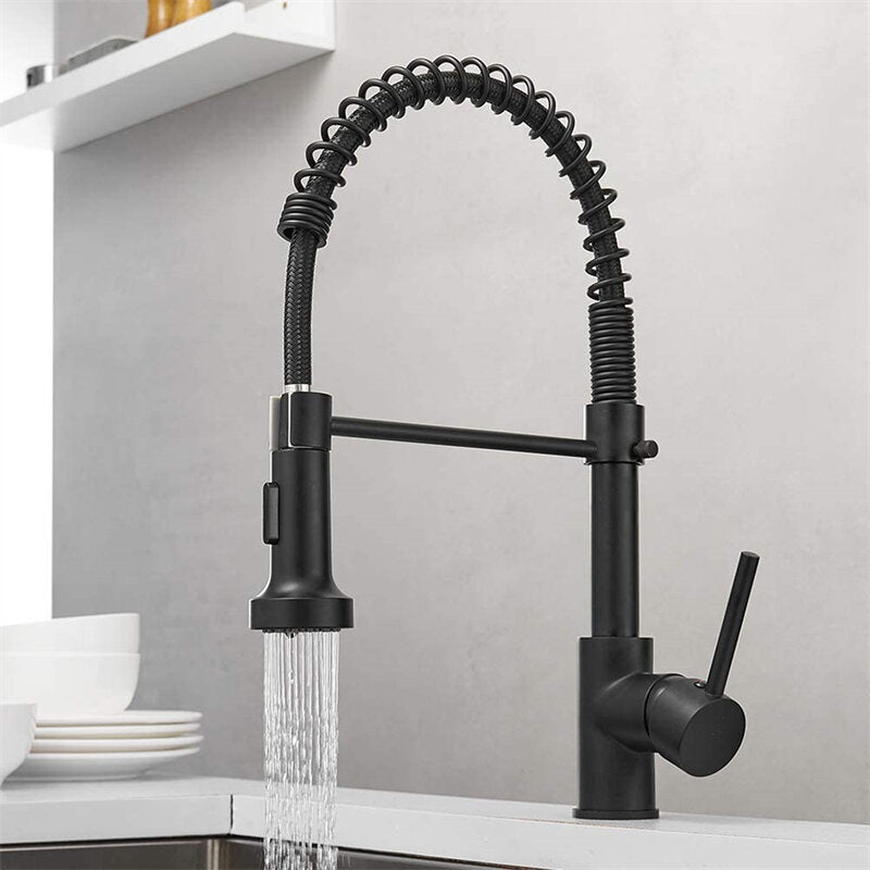 Stainless Steel Kitchen Pull-Down Spray Sink Faucet Pull Out LED Mixer Tap
