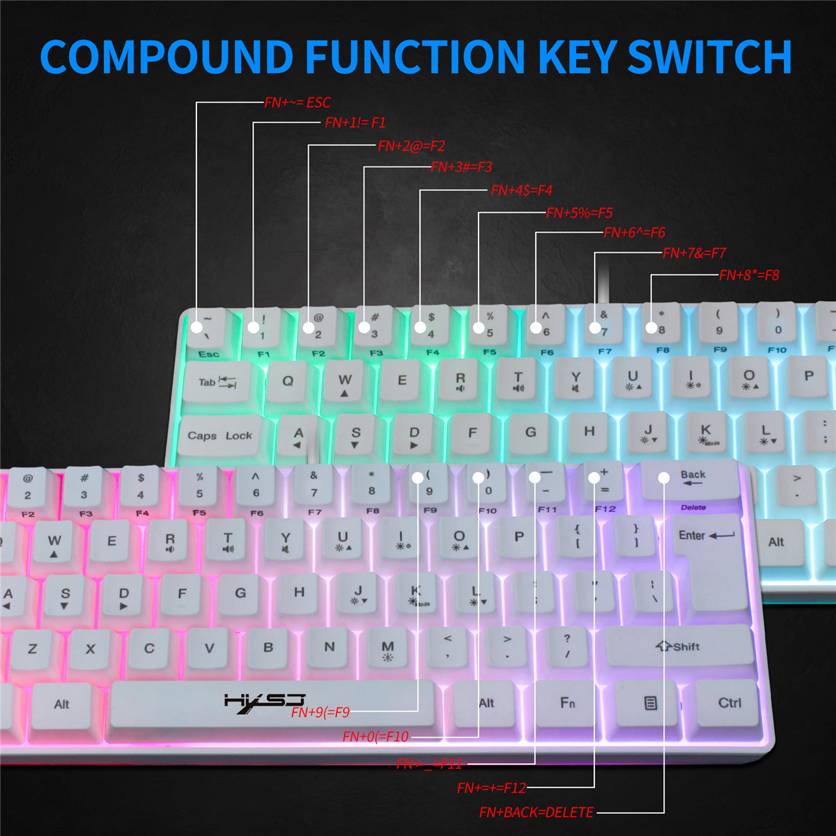61 Keys Gaming Keyboard USB Wired LED Backlit Multiple Shortcut Keys Mini Mechanical Feel Keyboard for Home Office