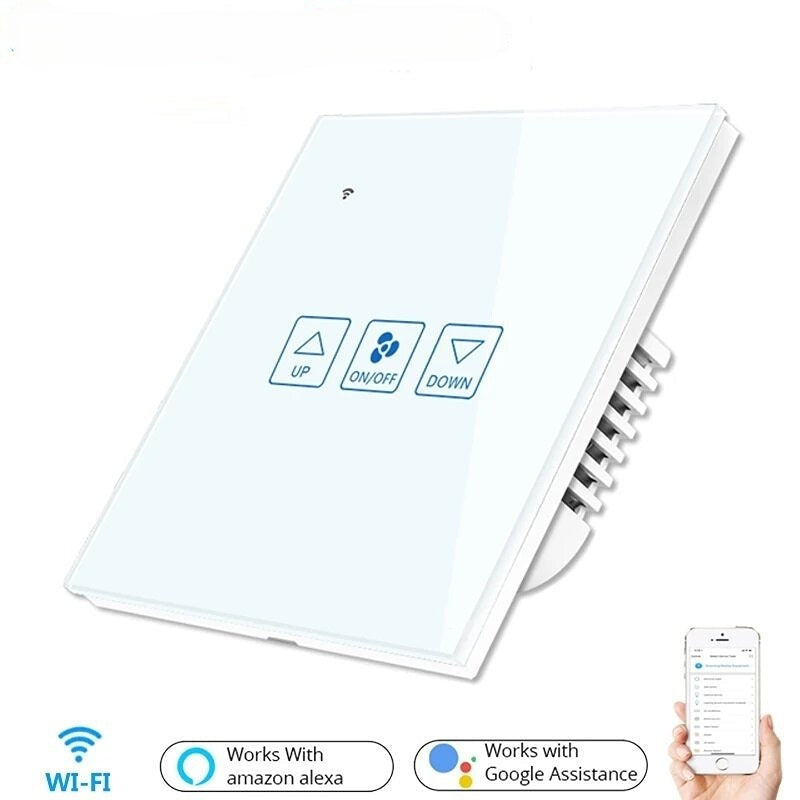Fan Speed Control Touch Switch Smart Deluxe Crystal Panel Switch App Remote Control 90V 250V EU Wireless Switch