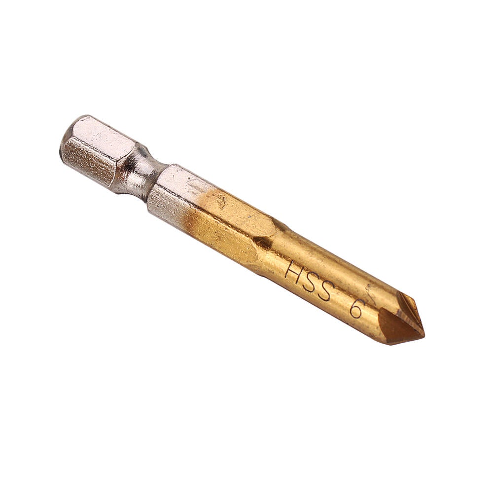 6-19mm Countersink Drill Bit with Automatic Center Pin Punch 5 Flutes Hex Shank Titanium Coated Chamfer Cutter Set