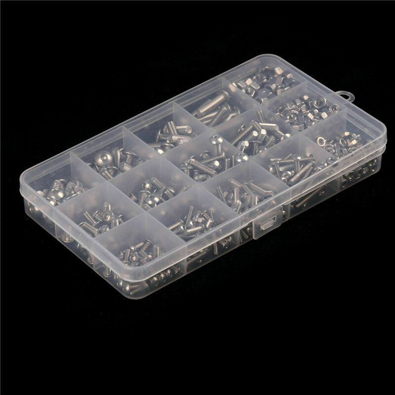 500pPCS Stainless Steel Hex Socket Cap Head Bolts Screws Nuts M3 M4 M5 304 Kit