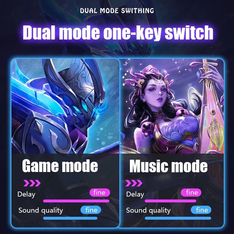 Bluetooth 5.2 Wireless Game/Music Mode Foldable Gaming Headphone RGB Magic Lights 3D Stereo Hi-Fi Headsets With Mic