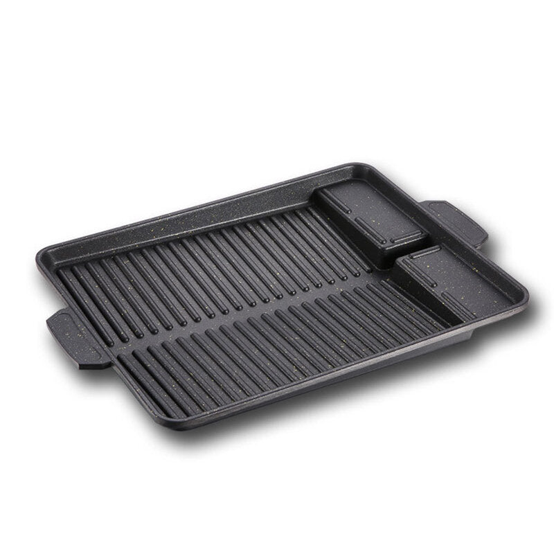 Grill Frying Pan Cast Iron Square Skillet Black Heavy Duty for BBQ Pre-Seasoned