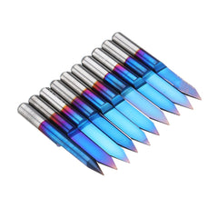 10pcs 0.1mm 0.2mm 40 Degree Engraving Bit Blue Nano Coated Carbide Flat Bottom PCB Engraving Bit CNC Router Tool