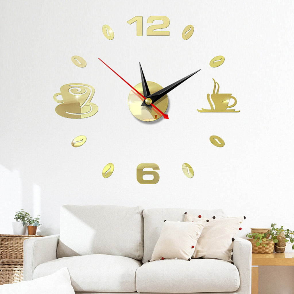 DIY Wall Clock Acrylic Mirror Sticker Self-Adhesive Home Decoration 3D